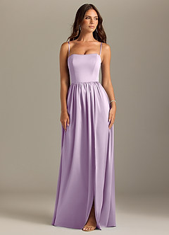 Azazie Calianna Bridesmaid Dresses Frosted Lilac A-Line Off the Shoulder Stretch Satin Convertible Dress image8