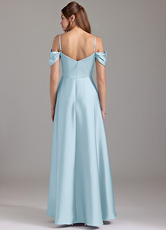 Azazie Marley Bridesmaid Dresses Sky Blue A-Line Off the Shoulder Stretch Satin Convertible Dress image5