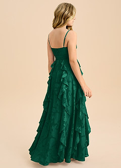 Azazie Peyton Junior A-Linie Plissee Blumen-Burnout Kleid Smaragd image2