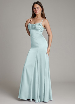 Azazie Avira Suknie dla druhen Syrena Satyna elastyczna Do ziemi Sukienka image6