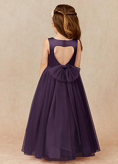 Azazie Muni Flower Girl Dresses Plum A-Line Bow Tulle Dress image1