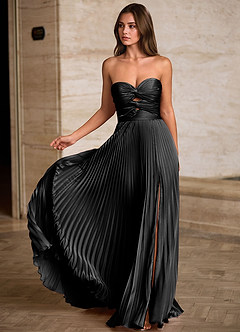 Ylura Black A-line Pleated Prom Dress Prom and Homecoming Dresses | Azazie  UK