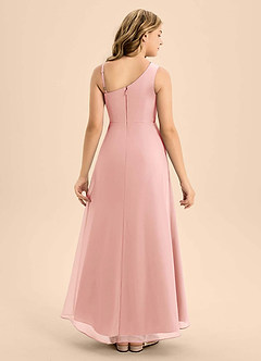 Azazie Brooke Junior A-Linie Seitliche Cut-Outs Chiffon Kleid Rosettenrosa image2