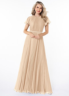 Azazie Kara Modest brudtärna klänningar Klänning A-Line Plisserad Golvlängd Chiffong image4