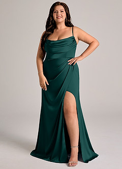 Azazie Johana Bridesmaid Dresses Pine Mermaid Off the Shoulder Stretch Satin Convertible Dress image12