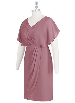 Azazie Julia Mother of the Bride Dresses Vintage Mauve Sheath V-Neck Pleated Chiffon Dress image8