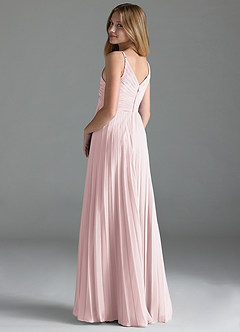 Azazie Raychelle Junior Blushing Pink A-Line Pleated Chiffon Dress image5
