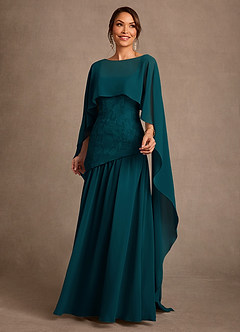 Azazie Flossie 신부의 어머니 드레스 A라인 주름진 쉬폰 플로어 길이 드레스 image3