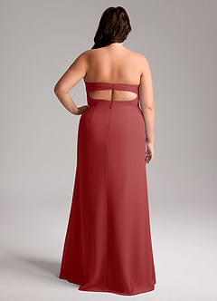 Azazie Leonis Bridesmaid Dresses Rust Sheath Strapless Chiffon Convertible Dress image10