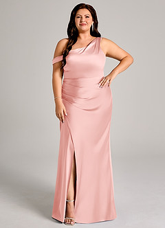 Azazie Madelyn Brudepigekjoler Havfrue En skulder Stræk satin Gulv-længde Kjole image10