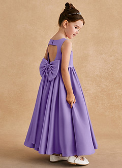 Azazie Bettie Flower Girl Dresses Tahiti A-Line Bow Matte Satin Dress image5