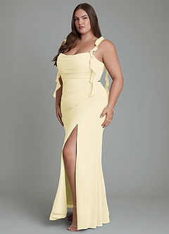 Azazie Jessamine Bridesmaid Dresses Lemon Sorbet Mermaid Corset Chiffon Dress image12
