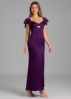 Azazie Demia 신부 들러리 드레스 쉬스 스윗하트 네크라인 스트레치 새틴 발목 길이 드레스 image4