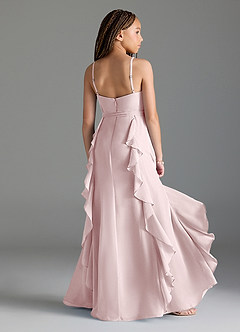 Azazie Peyton Junior Blushing Pink A-Line V-Neck Cascading Ruffles Chiffon Dress image2