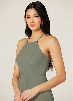 Azazie Sarah Robes de demoiselle d'honneur Robe Empire en Mousseline de soie Plissée Pistache image6