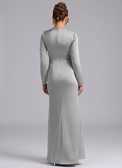 Azazie Tria 신부 들러리 드레스 인어 긴팔 스트레치 새틴 바닥 길이 드레스 image2