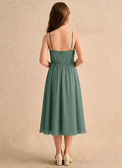 Azazie Twilight Dance Girls Formal Flower Girl Dresses Eucalyptus A-Line Pleated Chiffon Dress image2