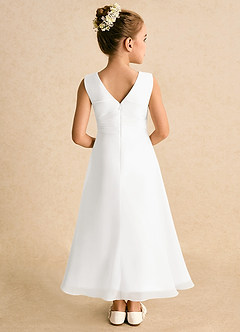 Azazie Edelweiss Flower Girl Dresses Ivory A-Line Pleated Chiffon Dress image6
