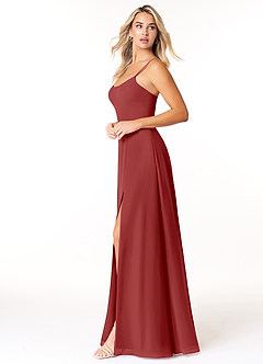 Azazie Moira Bridesmaid Dresses Rust A-Line Scoop Chiffon Dress image3