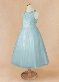 Azazie Calla Flower Girl Dresses Mist Ball-Gown Lace Tulle Dress image9