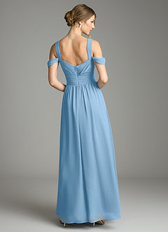 Azazie Lianne Bridesmaid Dresses Steel Blue A-Line Off the Shoulder Chiffon Dress image7