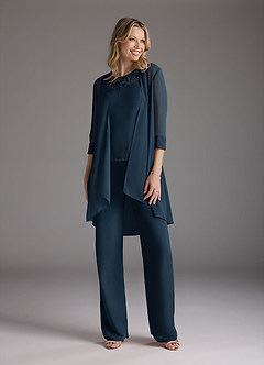 Azazie Maura Mother of the Bride Dresses Dark Navy Jumpsuit/Pantsuit Sequins Chiffon Dress image1
