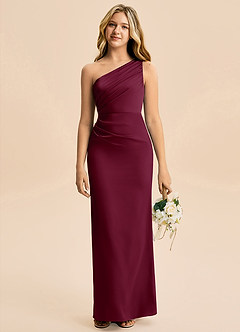 Azazie Akilah Junior Etui Plissee Stretch-Satin Kleid Maulbeerrot image1