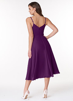 Azazie Clarissa Bridesmaid Dresses Grape A-Line V-Neck Chiffon Dress image2