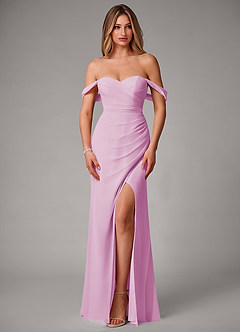 Azazie Haisley Abiti da Damigella Abito Convertibile Tubino in Chiffon a Spalla Scoperta Rosa Confetto image4