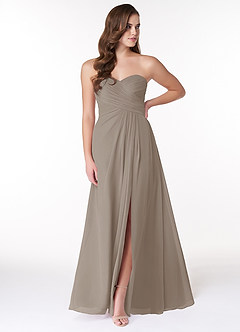 Azazie Arabella Allure Abiti da Damigella Abito Convertibile A-Line in Chiffon Scollo a Cuore Taupe image1