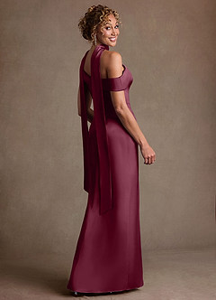 Azazie Kamala 신부의 어머니 드레스 쉬스 한쪽 어깨 스트레치 새틴 플로어 길이 드레스 image5