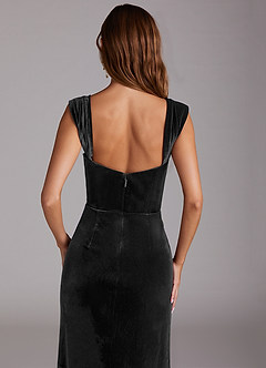 Azazie Junia Bridesmaid Dresses Black Sheath Off the Shoulder Velvet Convertible Dress image2