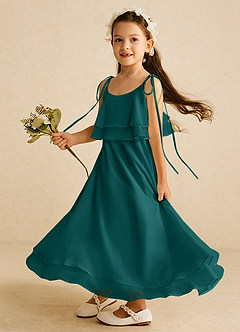 Azazie Temi Venta Final Vestido de Ivory de Gasa de Corte en A con Tirante Espagueti image1