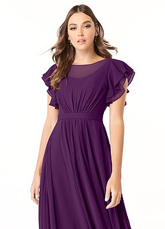 Azazie Daphne Modest Bridesmaid Dresses A-Line Ruffled Chiffon Floor-Length Dress image4