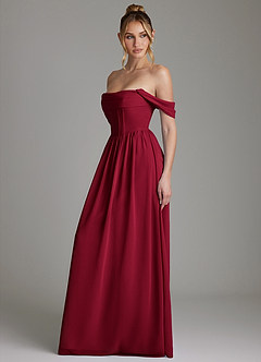 Azazie Caterina Bridesmaid Dresses Burgundy A-Line Corset Chiffon Dress image9