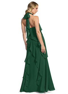 Azazie Velma Vestidos de damas de honor Vestido de Verde Oscuro de Gasa de Corte en A con Corte Lateral image2
