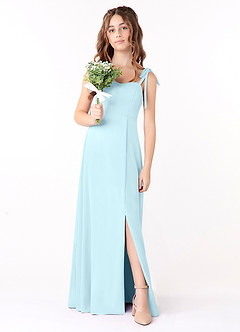 Azazie Rosey Junior Cloud Blue A-Line Sweetheart Neckline Chiffon Dress image4