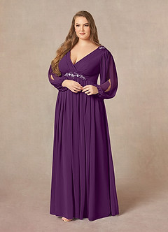 Azazie Gypsy Mother of the Bride Dresses Grape A-Line V-Neck Sequins Chiffon Dress image10