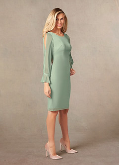 Azazie London Moeder van de bruid jurken Kolom Jurk van Mesh Stoffige Salie image6