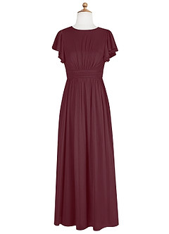 Azazie Mosley Junior A-Linie Gestreift Gittergewebe Kleid Cabernetrot image7
