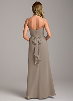 Azazie Tahlia Bridesmaid Dresses Taupe A-Line with Belt Chiffon Dress image6