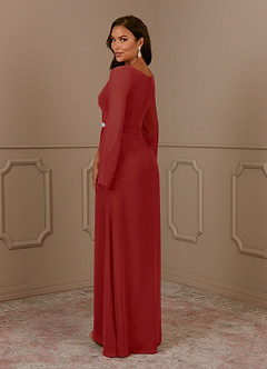 Azazie Belinda Mother of the Bride Dresses Rust A-Line V-Neck Pleated Chiffon Dress image4