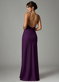 Azazie Stefania Robes de demoiselle d'honneur Robe Trapèze en Satin extensible Grain De Raisin image2