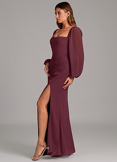 Azazie Brixley Bridesmaid Dresses Cabernet Mermaid Long Sleeve Chiffon Dress image5