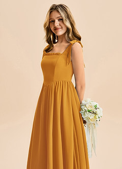 Azazie Delia Junior Abito A-Line in Chiffon Fiocco Caramello image7