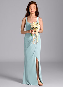 Azazie Mero Junior Vestido de Neblina de Gasa de Corte Sirena con Plisado image1