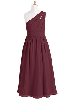 Azazie Molly Junior Cabernet A-Line Pleated Chiffon Dress image7