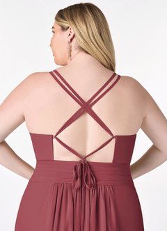 Azazie Farren Bridesmaid Dresses Merlot A-Line Pleated Chiffon Convertible Dress image13