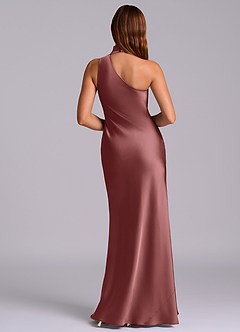 Azazie Seona Robes de demoiselle d'honneur Robe Sirène en Satin extensible Une épaule Améthyste image4