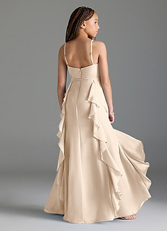 Azazie Peyton Junior White Alabaster A-Line V-Neck Cascading Ruffles Chiffon Dress image2